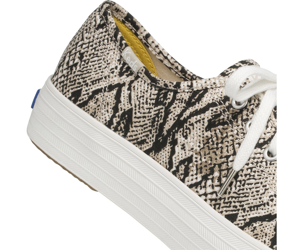 Zapatillas Keds Mujer Blancas/Negras - Triple Kick Snake - 152-ESMVTQ